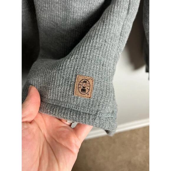 Coleman Henley Pullover Sweatshirt Gray Sherpa Lined Thermal Fleece Size Large - Picture 5 of 7